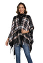 Shawl Wraps for Women, Elegant Knitted Cape Open Front Poncho Scarf Blanket Cardigan Coat for Spring, Autumn, and Winter - color: Black Khaki 2
