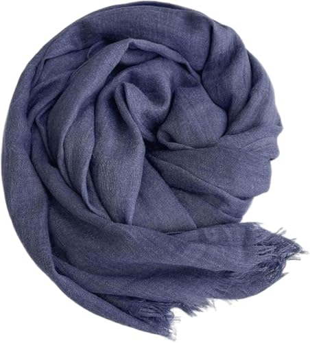 INOGIH Large Long Lightweight Cotton Linen Shawl Wrap for Women - Soft Breathable Four Season Scarf Shawl Beach Gauze 75”×40” - color: Denim Blue