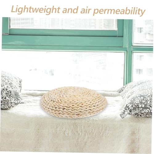 SOLUSTRE Yoga Mat Companion: 30x30cm Round Straw Braid Meditation Cushion Hand-Woven Seat Pad