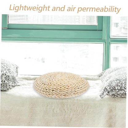 SOLUSTRE Yoga Mat Companion: 30x30cm Round Straw Braid Meditation Cushion Hand-Woven Seat Pad