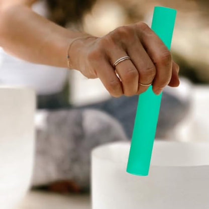 Singing Bowl Mallet Hollow Acrylic Silicone Rubber Striker Mallet for Playing Quartz Crystal Singing Bowls with Bundle Pocket(Green) - color: Green
