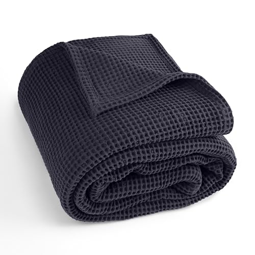 Waffle Blanket Queen Size Bed, 100% Cotton Soft Lightweight Breathable Summer Blanket, Waffle Weave Queen Size Bed Blanket: Grey (90"x90") - color: Grey, size: Queen (90" x 90")