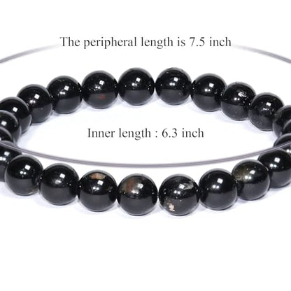 8mm Natural Gemstone Stretch Bracelet, Handmade Unisex Crystal Bracelets for Meditation, Yoga, Spiritual Healing & Positive Energy - color: Black Tourmaline