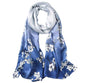 100% Mulberry Silk Long Scarf for Women Large Shawls for Headscarf and Neck- Oblong Hair Wraps with Gift Packed - color: Blue&white Plum Flowers