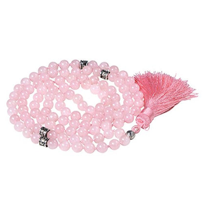 mala Beads Necklace for Women Man, mala Bracelet, Prayer Beads Necklace - color: rose quartz