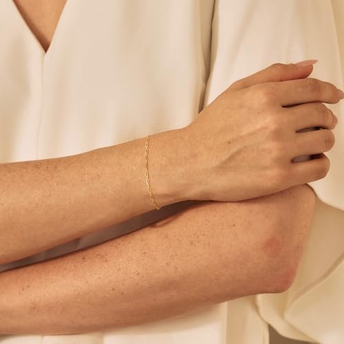 BENEIGE Gold Bracelets for Women 14k Gold Paperclip Bracelets Binding Bracelet, Adjustable Bracelets for Women Dainty Handmade Link Bracelet - color: long cuff