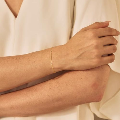 BENEIGE Gold Bracelets for Women 14k Gold Paperclip Bracelets Binding Bracelet, Adjustable Bracelets for Women Dainty Handmade Link Bracelet - color: long cuff