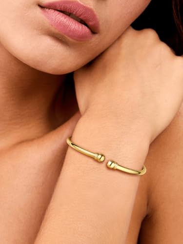 U7 Unisex Simple Cuff Bracelet 18K Real Gold Platinum Plated Fine Bracelets Fashion Jewelry Open Bangle Cuff Bracelets, Twisted or Heart Style - color: C.Simple Cuff-Gold Plated Sterling Silver