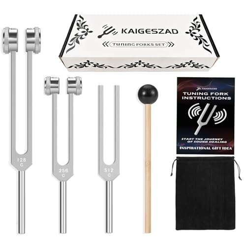 Tuning Forks Set(128Hz,256Hz,512Hz) Medical-Grade Weighted & Unweighted Tuning Fork for Healing Chakra/Sound Therapy/Yoga and Meditation Frequency Healing Devices Good Gift for Women