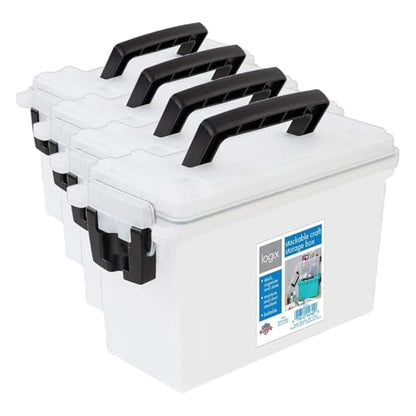 Logix 12535 Translucent Craft Organizer, Art Supply Organizer and Storage, Lockable School Supplies Organization, Moisture Resistant, Made in USA (Pack of 4) - size: One Size (Pack of 4)