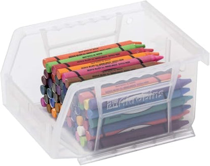 Akro-Mils 30210 AkroBins Plastic Storage Bins, Space-Saving Stackable Bins for Garage, Pantry, Craft Organization, 5" x 4" x 3", Clear, 24-Pack - color: Clear