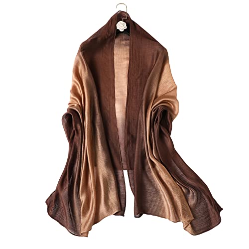 WINCESS.YU Women Gradient Scarf Long Shawls and Wraps Fashion Plain Pashmina Formal Scarf - color: Coffee Gradient