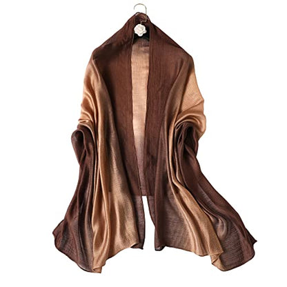 WINCESS.YU Women Gradient Scarf Long Shawls and Wraps Fashion Plain Pashmina Formal Scarf - color: Coffee Gradient