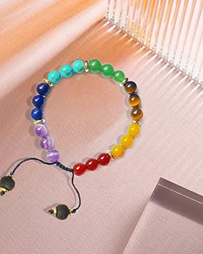 Anxiety Spiritual Stress Relief Fidget Chakra Healing Crystals Beaded Bracelets Mindfulness Meditation Essential Oils Accessories Gifts for Women Men - color: Lotus Chakra