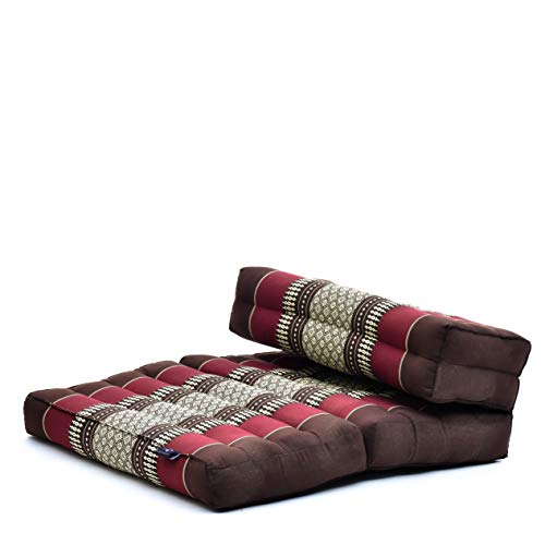 Leewadee Foldable Floor Mattress – 2 in 1 Floor Meditation Mat for Yoga and Relaxation, Seating Futon with Kapok - color: Sf19 - Red, Brown