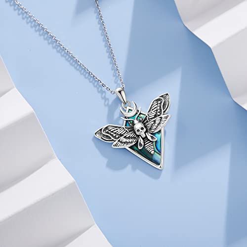 Sterling Silver Cute Animal Pendant Necklace Fox/Snake/Unicorn/Owl on Moon/Rabbit/Horse Necklace Jewelry for Women Mom Sister - style: moth
