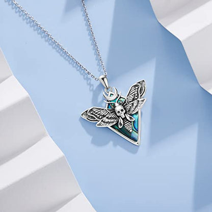 Sterling Silver Cute Animal Pendant Necklace Fox/Snake/Unicorn/Owl on Moon/Rabbit/Horse Necklace Jewelry for Women Mom Sister - style: moth