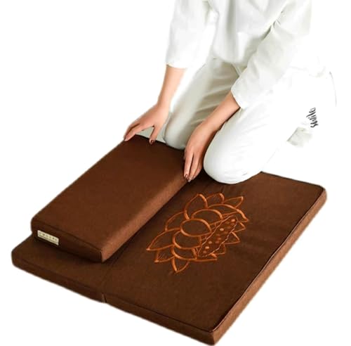 Meditation Cushion Set - Meditation Pillow Rectangular Mat and Meditation Mat for Sitting Meditation and Yoga(Size:70x70cm(28x28inch),Color:Earthy Yellow-2)