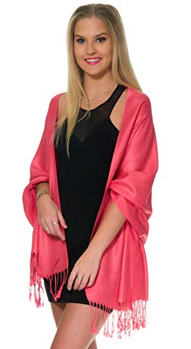 Pashmina Shawls and Wraps for Evening Dresses, Large Soft Pashminas Wedding Shawl - color: Pink Fuchsia