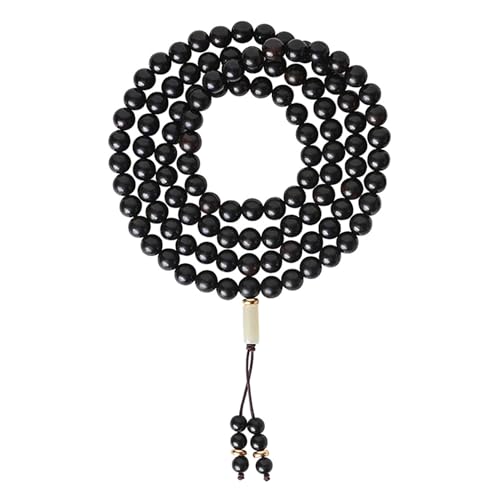 Natural Black Sandalwood 108 Mala Bracelet for Men Buddha Beads Necklace Ebony Prayer Beads Bracelet - style: 8mm Beads with Jade - 34 inches