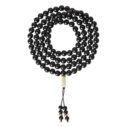 Natural Black Sandalwood 108 Mala Bracelet for Men Buddha Beads Necklace Ebony Prayer Beads Bracelet - style: 8mm Beads with Jade - 34 inches