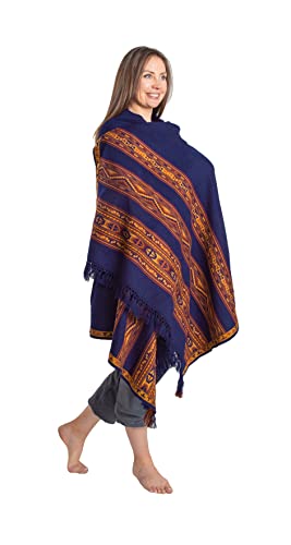 Meditation Shawl or Blanket, Exotic Shawl/Wrap, Oversize Scarf or Stole. Unisex - color: Navy