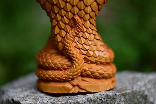 Solid Wood Amitabha Buddha Statue Zen Decor,Sakyamuni Sitting on Snake Figurines Home Office Decor,Feng Shui Decor Amitabha Buddha Sculpture Ornament