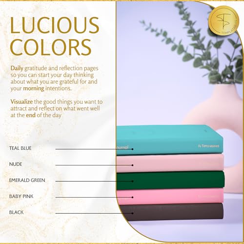 Gratitude Journal – Daily Mindfulness & Wellness Notebook with Premium Leather Cover, Guided Prompts, 170gsm No-Bleed Paper, Gold Foil, Satin Bookmark & Luxury Gift Box for Women & Men (Nude)
