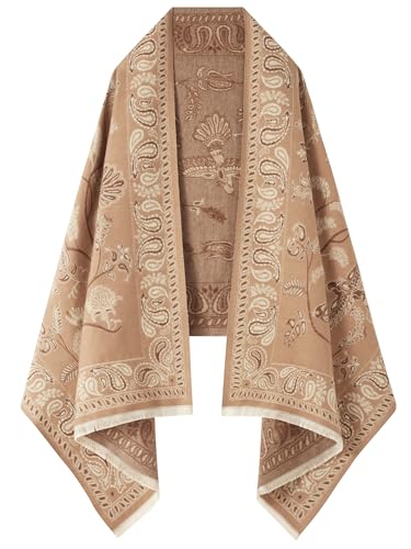 Women's Reversible Pashmina Shawl Wrap for Women Big Scarf Holiday Gifts - color: 06-brown