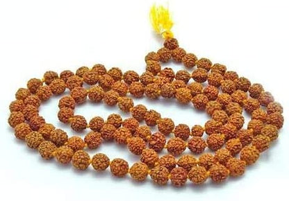 IS4A Nepali 5 Mukhi Rudraksha Mala (108+1 Beads) with Authentication Certificate | Natural Brown Round Beads | Japa & Wearing Mala | 9.6 mm Approx, 55g | Spiritual Meditation Necklace