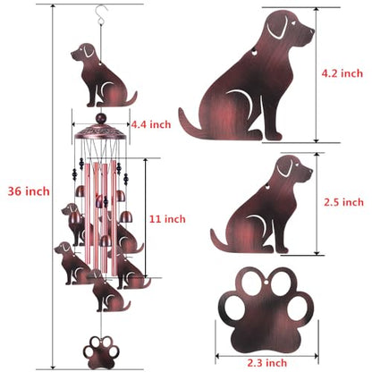 36 Inch Dogs Wind Chimes Outdoor/Indoor Decor - Metal Dog Musical Wind Bells, Mobile Romantic Dog Wind Catcher, Outdoor Dogs Wind Chimes Gifts for Mom, Home, Balcony, Trees, Festival Garden Decoration