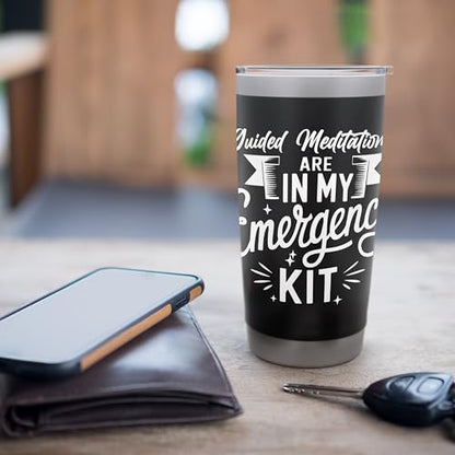 Emergency Kit for Guided Meditations Design Stainless Steel Insulated Tumbler - color: Black