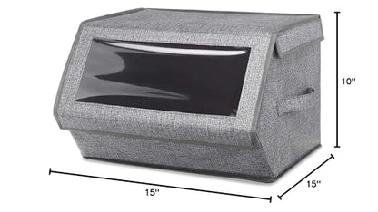 Whitmor Stackable Window Box, Crosshatch Gray (Pack of 6) - color: Crosshatch Gray, size: 6 Pack