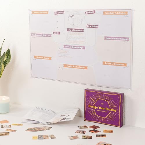24-Day Guided Manifestation & Mindfulness Vision Board Kit with Positive Daily Affirmations Journey - color: Guided Vision Board Journey