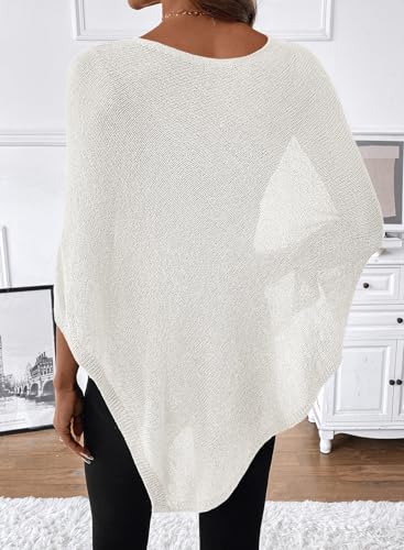 SHEWIN Womens Sheer Knit Poncho Crochet Summer Tops See Through Mesh Spring Sweaters Beach Cover Ups for Women 2026