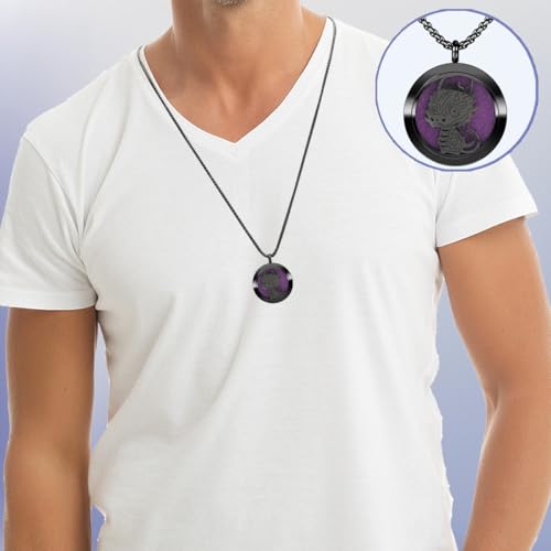 Aromatherapy Diffuser Necklace-Dinosaur Essential Oil Necklace,Aromatherapy Diffuser Pendant for Men and Women,Portable,Suitable for Yoga,Meditation,Travel,Stress Relief Gift(Black30mm) - color: Cute Dinosaur Black