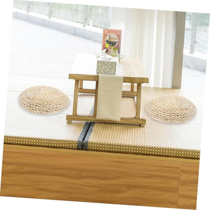 SOLUSTRE Yoga Mat Companion: 30x30cm Round Straw Braid Meditation Cushion Hand-Woven Seat Pad