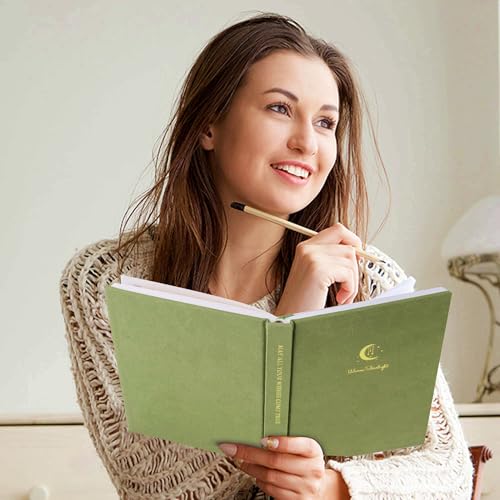 CAGIE Lined Journal Notebook for Women Men, A5 Hardcover Linen Journals for Writing 256 Pages, Aesthetic Womens Diary, Gifts 8.3'' x 5.7'' Light Olive - color: Light Olive