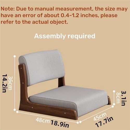 Wood Floor Meditation Chair Low Stool with Backrest Cotton Linen Cushion Ergonomic Leisure Chair for Tea Room Home Practical(Gray Brown) - color: Gray Brown