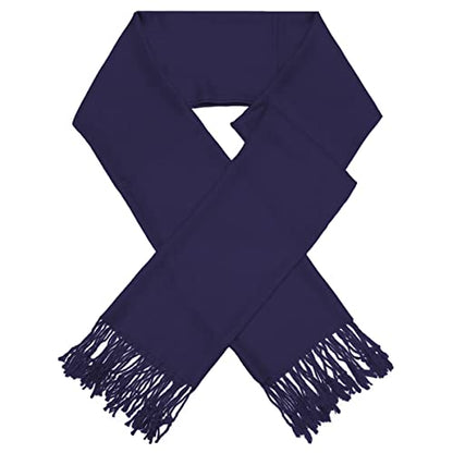 Glory Max Women Large Soft Silky Pashmina Shawl Wrap Scarf in Plain Solid Colors - color: Navy