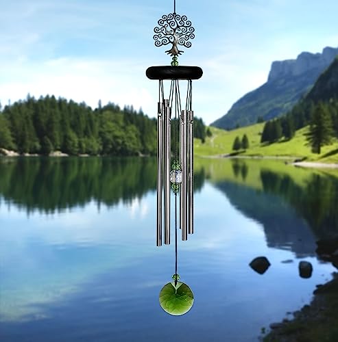 Woodstock Chimes Signature Collection, Crystal Tree of Life Chime, 19'' Decor Designs Wind Chimes for Outdoor, Patio, Home or Garden Décor (WFTE)
