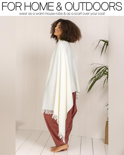 likemary Pashmina Shawls and Wraps - Large Merino Wool Blanket Scarf for Women - Handmade Travel, Meditation & Festival Wrap - color: Cream 40" X 80"