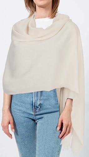 INOGIH Large Long Lightweight Cotton Linen Shawl Wrap for Women - Soft Breathable Four Season Scarf Shawl Beach Gauze 75”×40” - color: Beige White