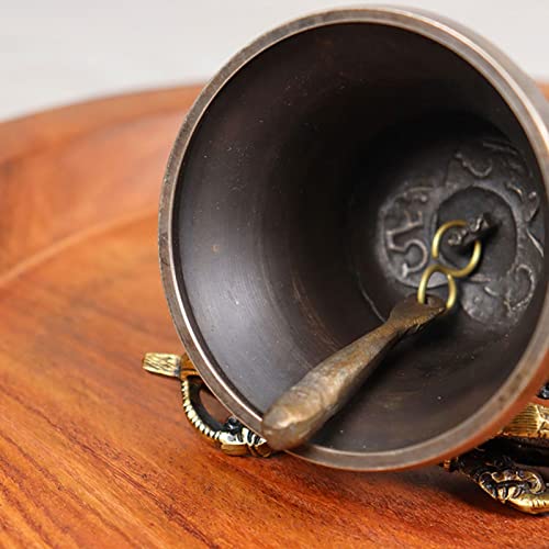 Hand Bell,Buddhist Meditation Bell It Can Also Be Played Like A Singing Bowl, Producing A Delicate And Inspiring Sound By Rubbing The Wooden Punch Along The Rim Of The Bell