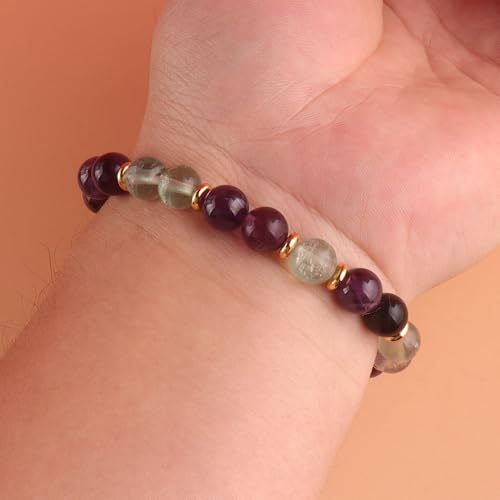 KSQS Healing Stone Bead Bracelet for Women, Natural Gemstones Balance Protection Bracelet, Spiritual Crystal Beads Bracelet Anxiety Relief with Meaning Card - style: Calm