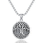 Tree of Life Necklace 925 Sterling Silver Round Tree of Life Pendant Jewelry for Men Women, w/Stainless Steel Chain 22''+2'' - style: A01-Silver