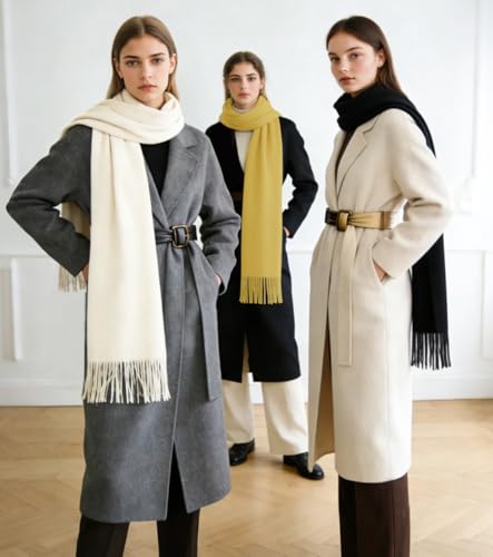 Winter Soft Long Scarf, Pashmina Shawls and Wraps, Warm Large Scarves for Men Women Evening Dress Wedding - color: Milky White