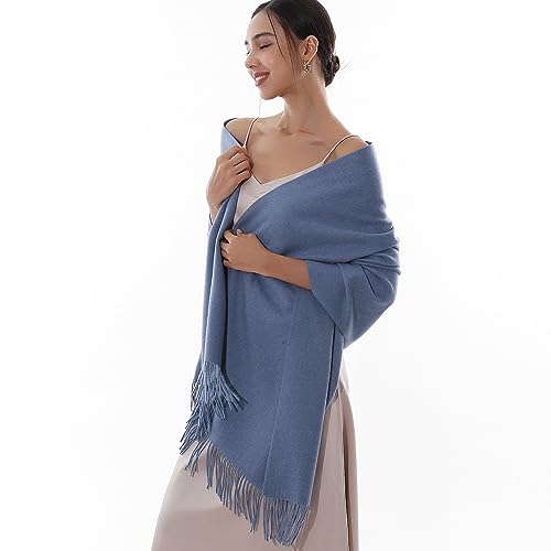 RIIQIICHY Winter Scarfs for Women Pashmina Shawls Wraps for Evening Dresses Large Warm Soft Scarves - color: Blue