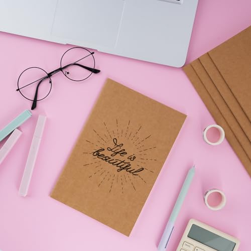 EOOUT 100pcs Lined A5 Kraft Notebook, Journals for Travelers 8.3x5.5in Notebooks 30 Sheets/60 Pages for Students and Office Travel Journal Set - style: Lined-100pack