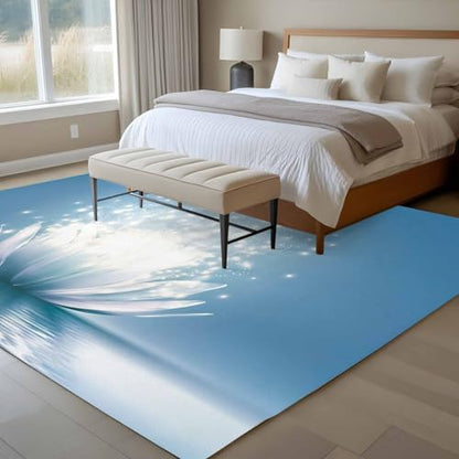 9x12ft Rectangle Rug,Meditation Lotus Flower Washable Area Rugs Non-Slip Accent Rug Asian Zen Spiritual Soft Circle Carpet for Living Room Bedroom Home Office Decor - size: 108x144in